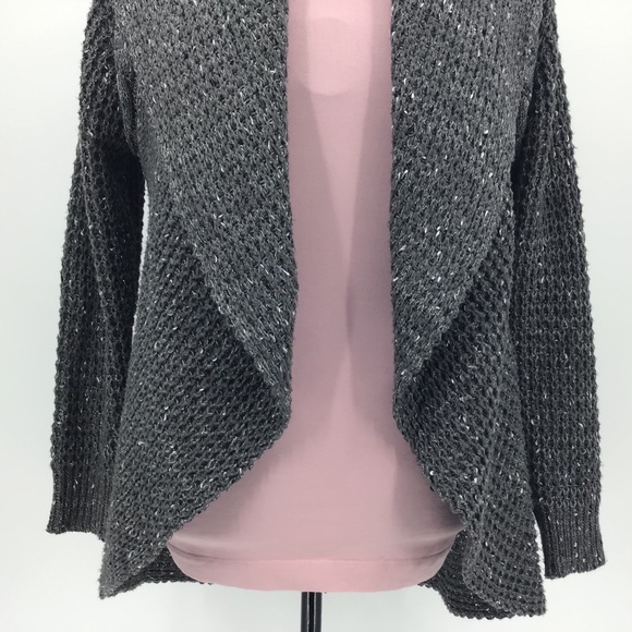 Minkas Grey Knit Circular Open Cardigan, Small - Picture 3 of 16